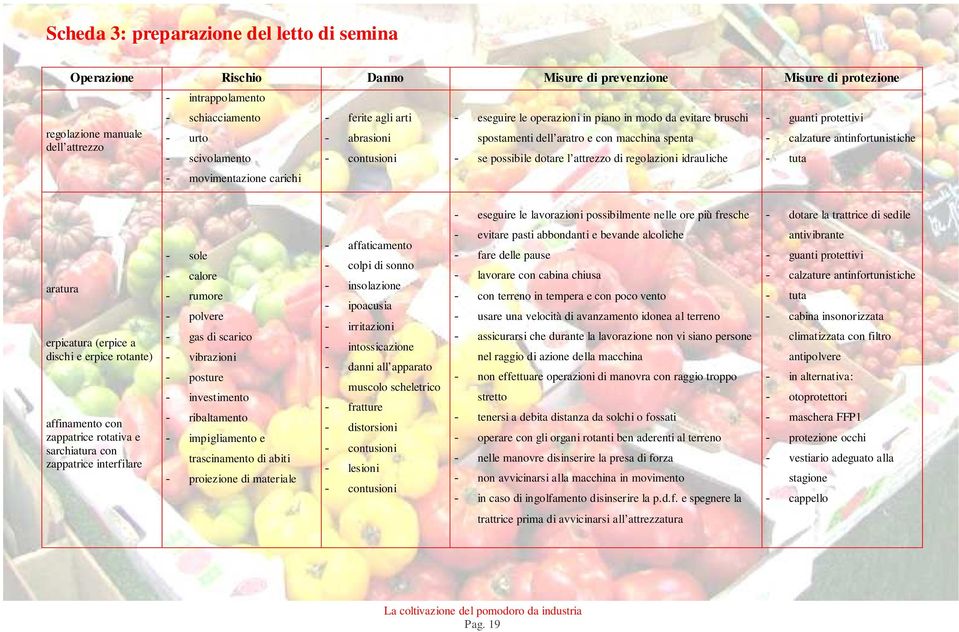 idrauliche - eseguire le lavorazioni possibilmente nelle ore più fresche - dotare la trattrice di sedile aratura erpicatura (erpice a dischi e erpice rotante) affinamento con zappatrice rotativa e