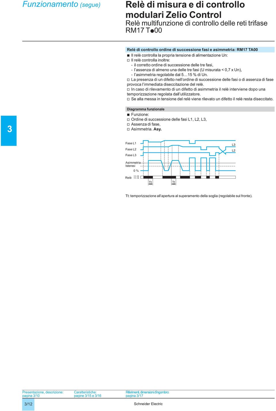 regolabile dal 5 15 % di Un. v La presenza di un difetto nell ordine di successione delle fasi o di assenza di fase provoca l immediata diseccitazione del relè.