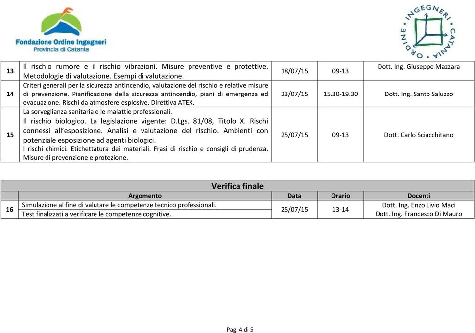 Rischi da atmosfere esplosive. Direttiva ATEX. La sorveglianza sanitaria e le malattie professionali. Il rischio biologico. La legislazione vigente: D.Lgs. 81/08, Titolo X.