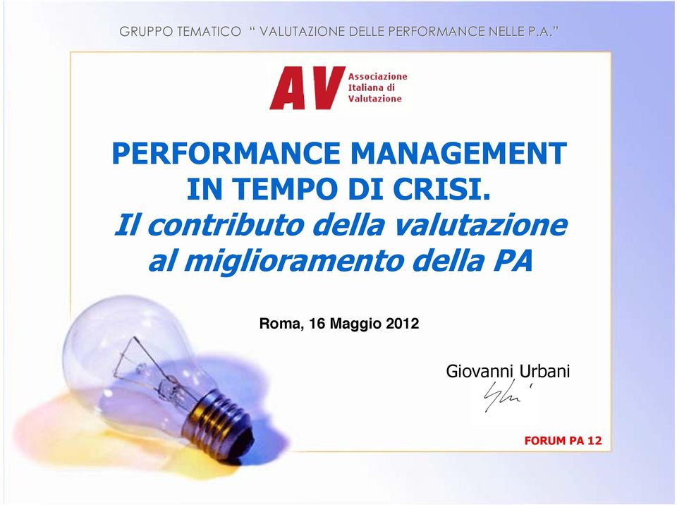 Il contributo della valutazione al miglioramento