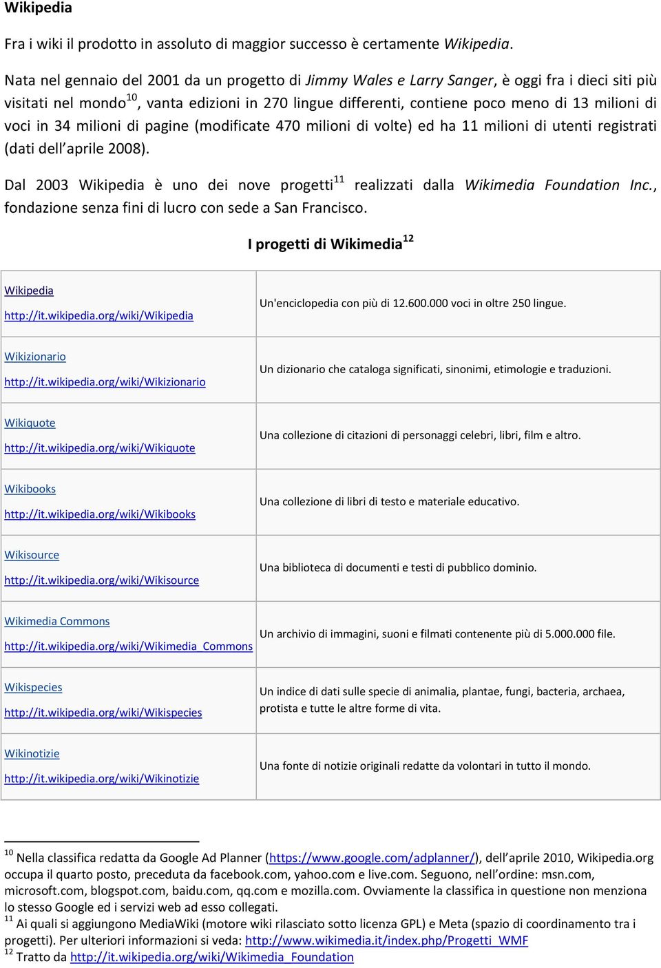 voci in 34 milioni di pagine (modificate 470 milioni di volte) ed ha 11 milioni di utenti registrati (dati dell aprile 2008).