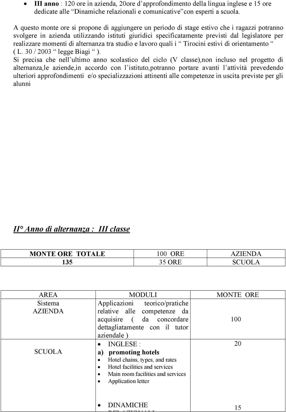 realizzare momenti di alternanza tra studio e lavoro quali i Tirocini estivi di orientamento ( L. 30 / 2003 legge Biagi ).