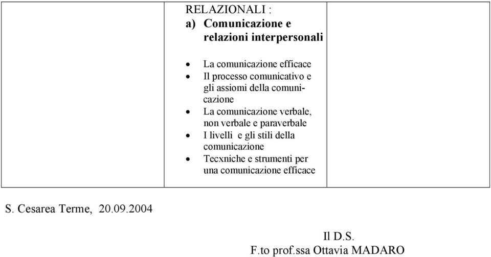 verbale e paraverbale I livelli e gli stili della comunicazione Tecxniche e strumenti