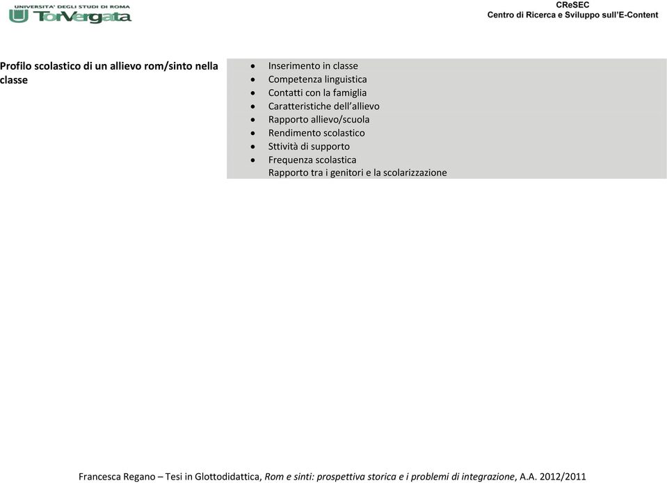 dell allievo Rapporto allievo/scuola Rendimento scolastico Sttività di