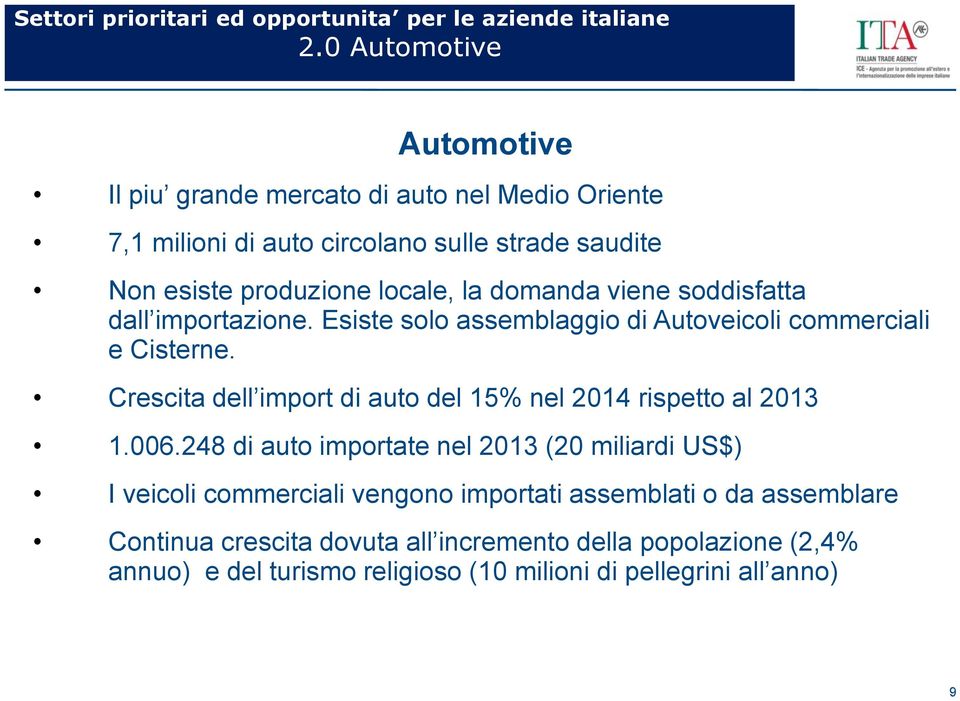 Crescita dell import di auto del 15% nel 2014 rispetto al 2013 1.006.