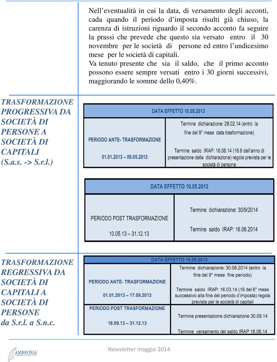 capitali. Va tenuto presente che sia il saldo, che il primo acconto possono essere sempre versati entro i 30 giorni successivi, maggiorando le somme dello 0,40%.