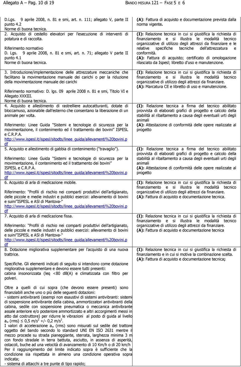 Introduzione/implementazione delle attrezzature meccaniche che facilitano la movimentazione manuale dei carichi o per la riduzione della movimentazione manuale dei carichi Riferimento normativo: D.