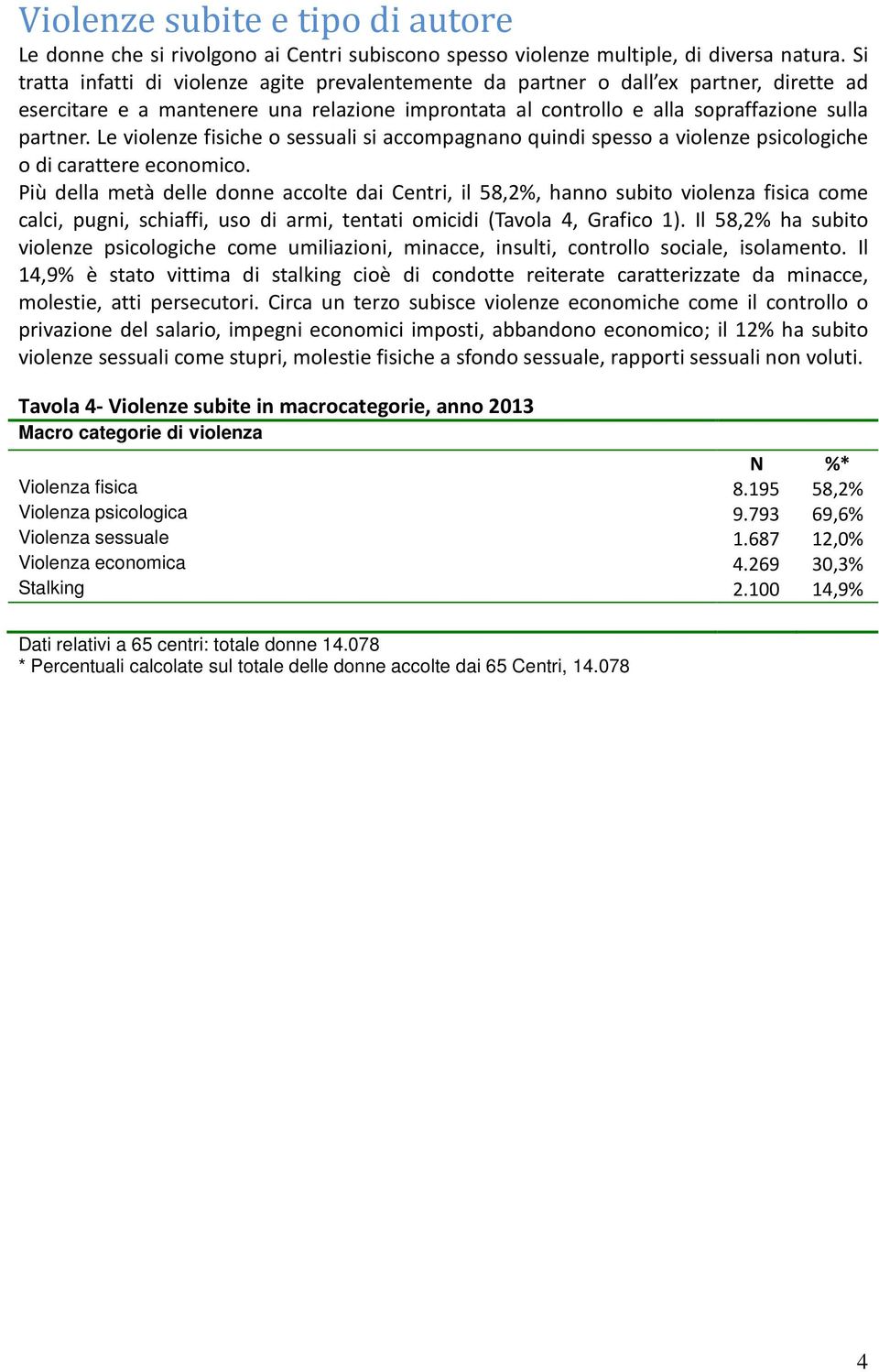 Le violenze fisiche o sessuali si accompagnano quindi spesso a violenze psicologiche o di carattere economico.