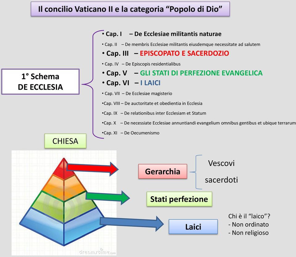 V GLI STATI DI PERFEZIONE EVANGELICA Cap. VI I LAICI Cap. VII De Ecclesiae magisterio Cap. VIII De auctoritate et obedientia in Ecclesia Cap.