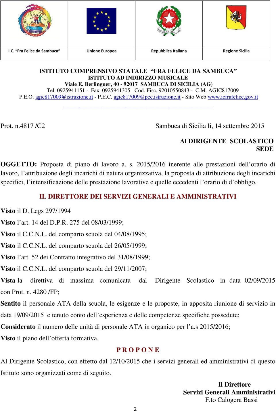 icfrafelice.gov.it Prot. n.4817 /C2 Sambuca di Sicilia li, 14 se