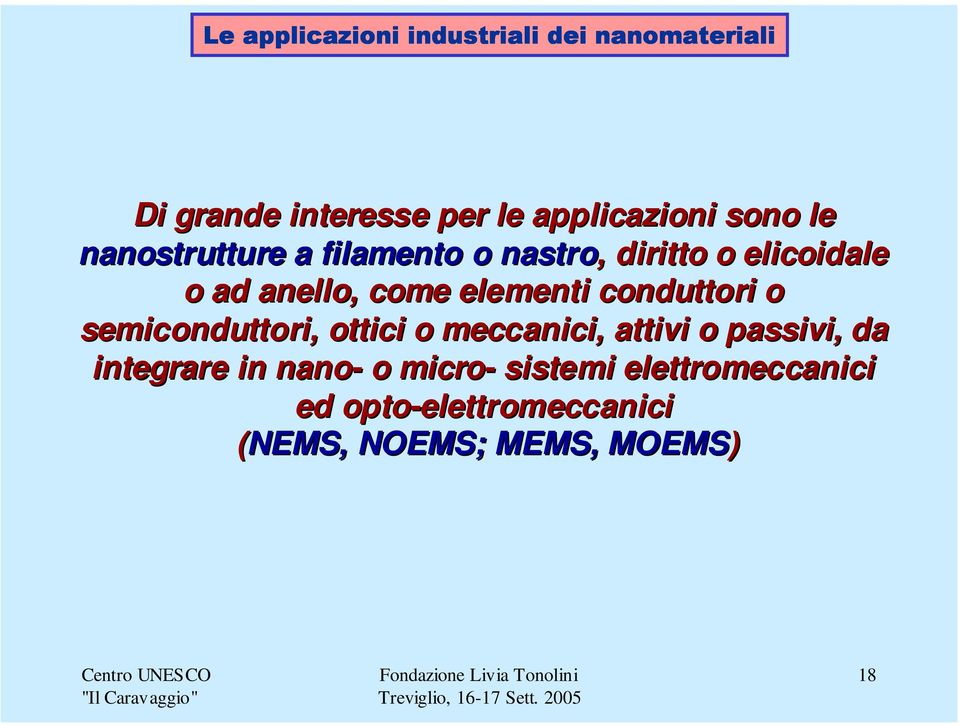 semiconduttori, ottici o meccanici, attivi o passivi, da integrare in nano- o