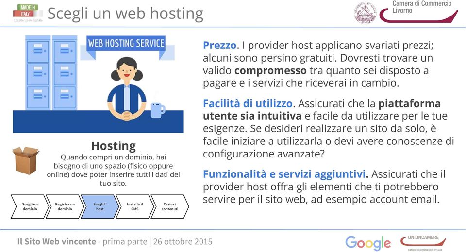 Hosting Quando compri un dominio, hai bisogno di uno spazio (fisico oppure online) dove poter inserire tutti i dati del tuo sito.