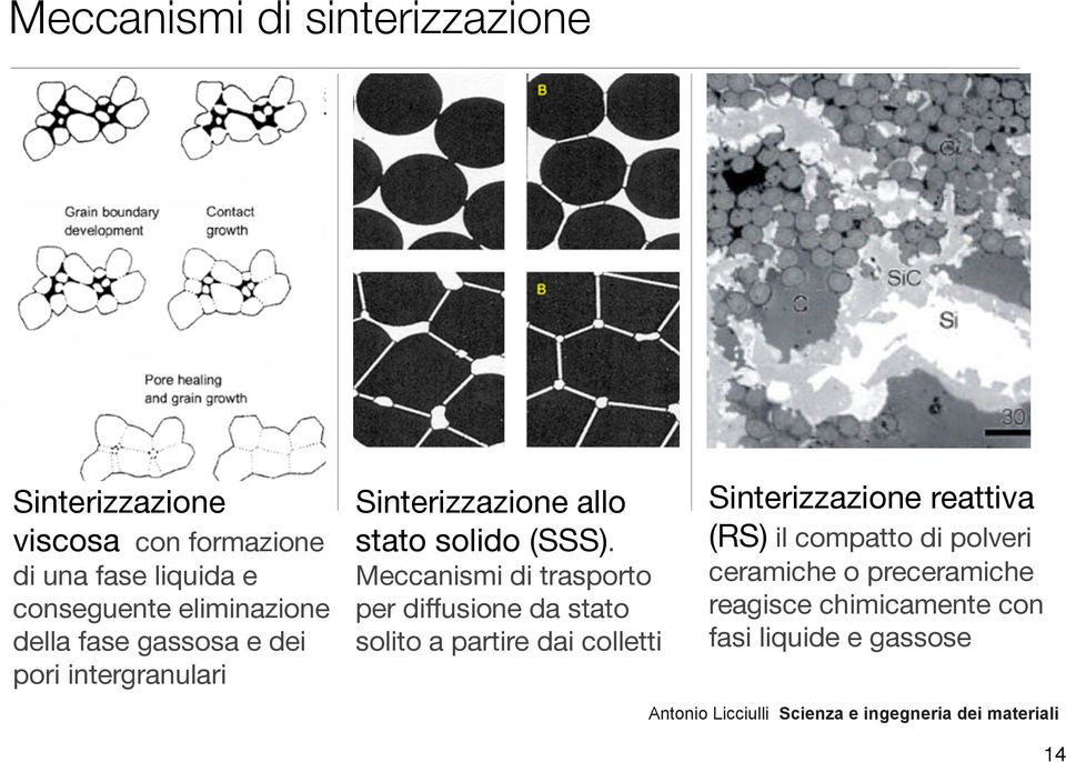 Meccanismi di trasporto per diffusione da stato solito a partire dai colletti Sinterizzazione reattiva