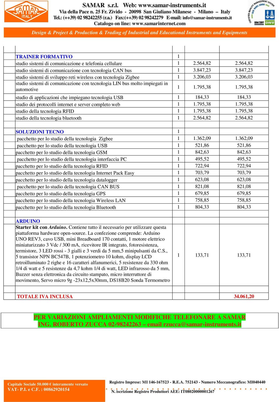 795,38 studio di applicazioni che impiegano tecnologia USB 1 184,33 184,33 studio dei protocolli internet e server completo web 1 1.795,38 1.795,38 studio della tecnologia RFID 1 1.795,38 1.795,38 studio della tecnologia bluetooth 1 2.