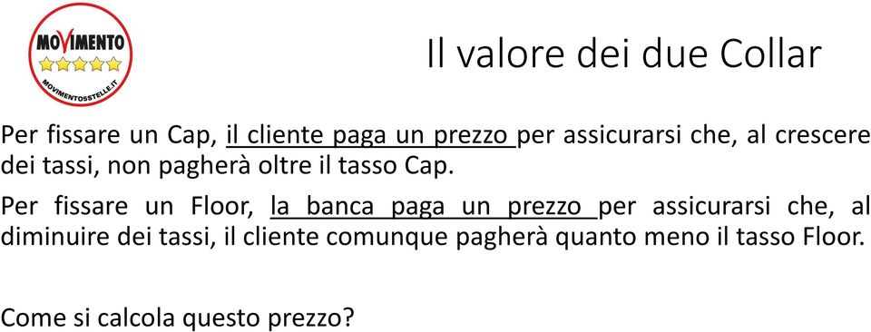 Per fissare un Floor, la banca paga un prezzo per assicurarsi che, al diminuire