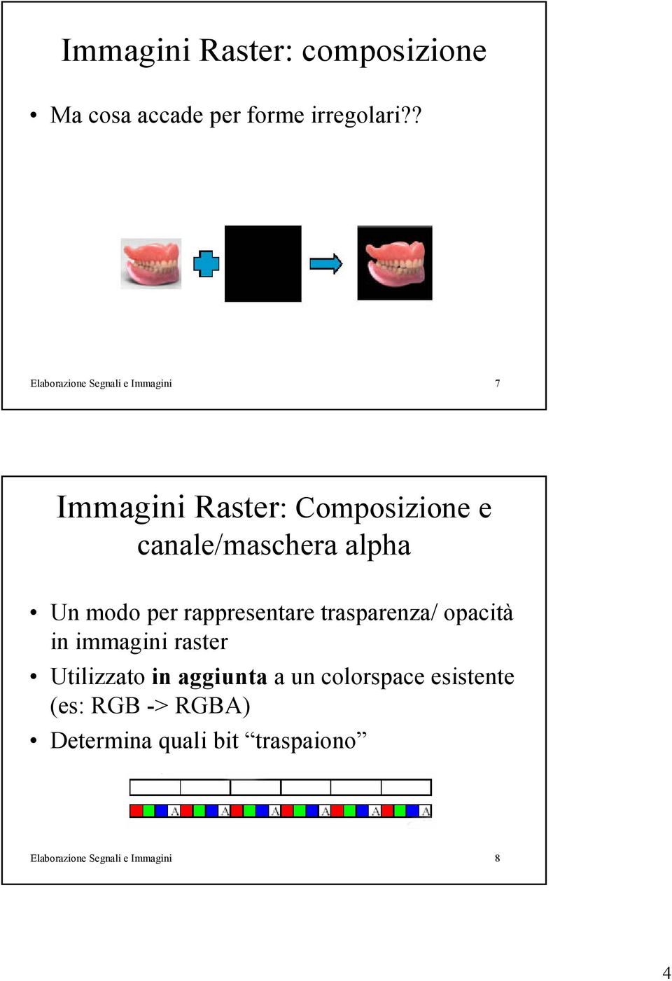 alpha Un modo per rappresentare trasparenza/ opacità in immagini raster Utilizzato in