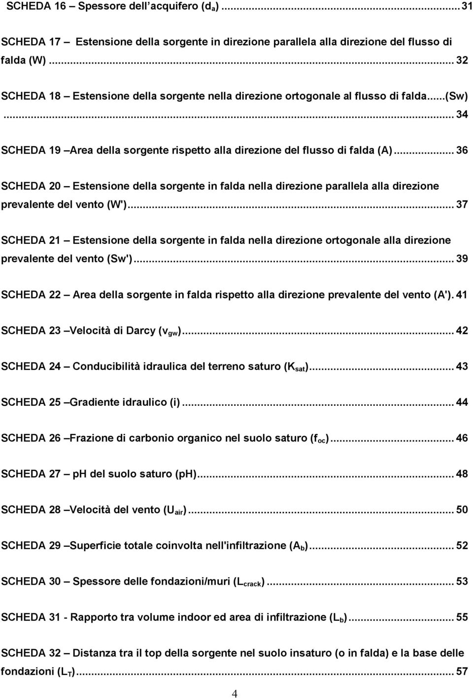 .. 36 SCHEDA 20 Estensione della sorgente in falda nella direzione parallela alla direzione prevalente del vento (W').