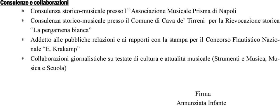 pubbliche relazioni e ai rapporti con la stampa per il Concorso Flautistico Nazionale E.