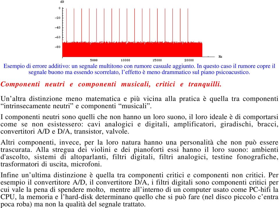 Un altra distinzione meno matematica e più vicina alla pratica è quella tra componenti intrinsecamente neutri e componenti musicali.