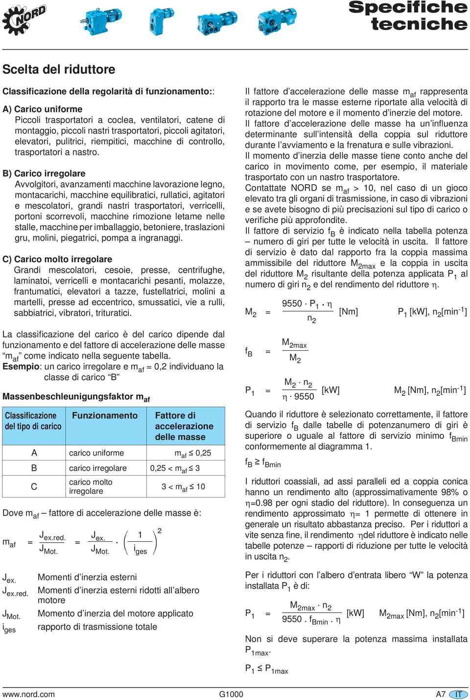 B) Carico irregolare Avvolgitori, avanzamenti macchine lavorazione legno, montacarichi, macchine equilibratici, rullatici, agitatori e mescolatori, grandi nastri trasportatori, verricelli, portoni