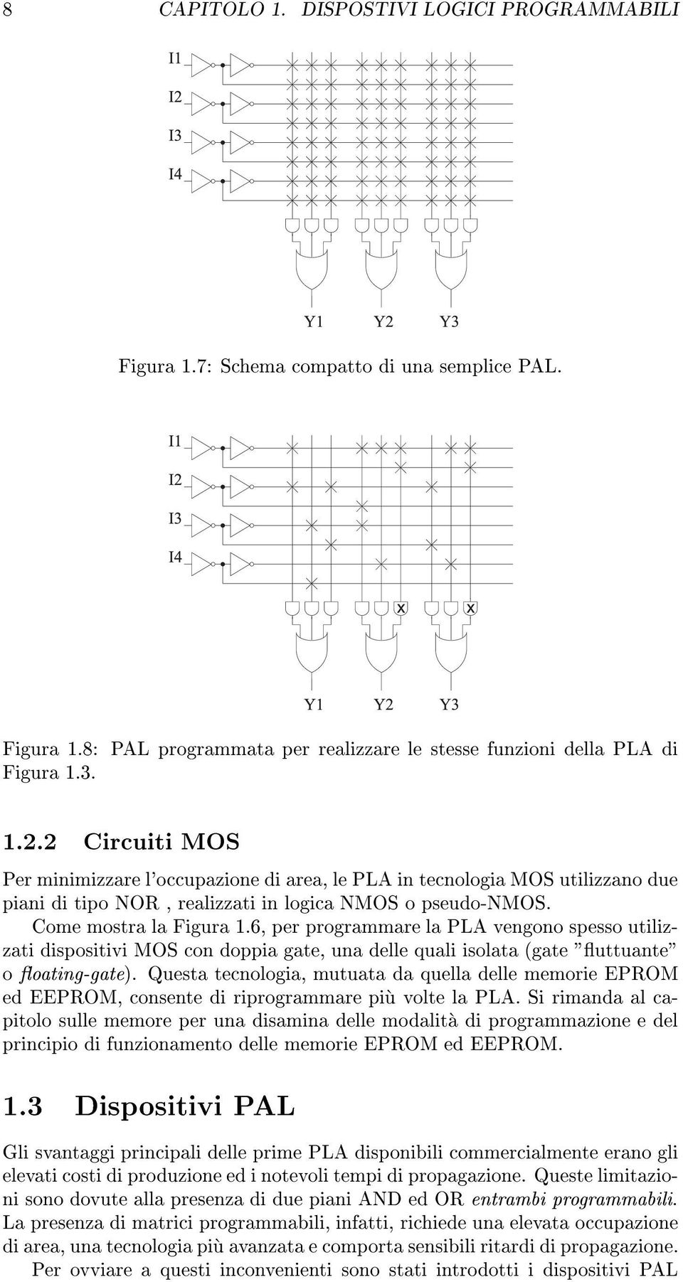 6, per programmare la PLA vengono spesso utilizzati dispositivi MOS con doppia gate, una delle quali isolata (gate "uttuante" o oating-gate).