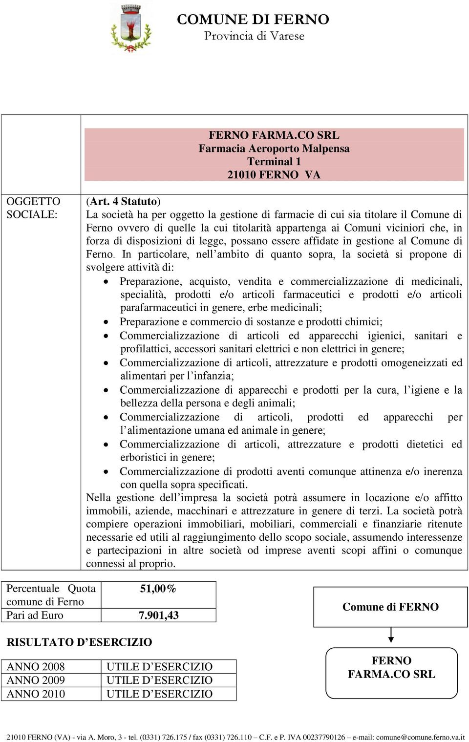 legge, possano essere affidate in gestione al Comune di Ferno.