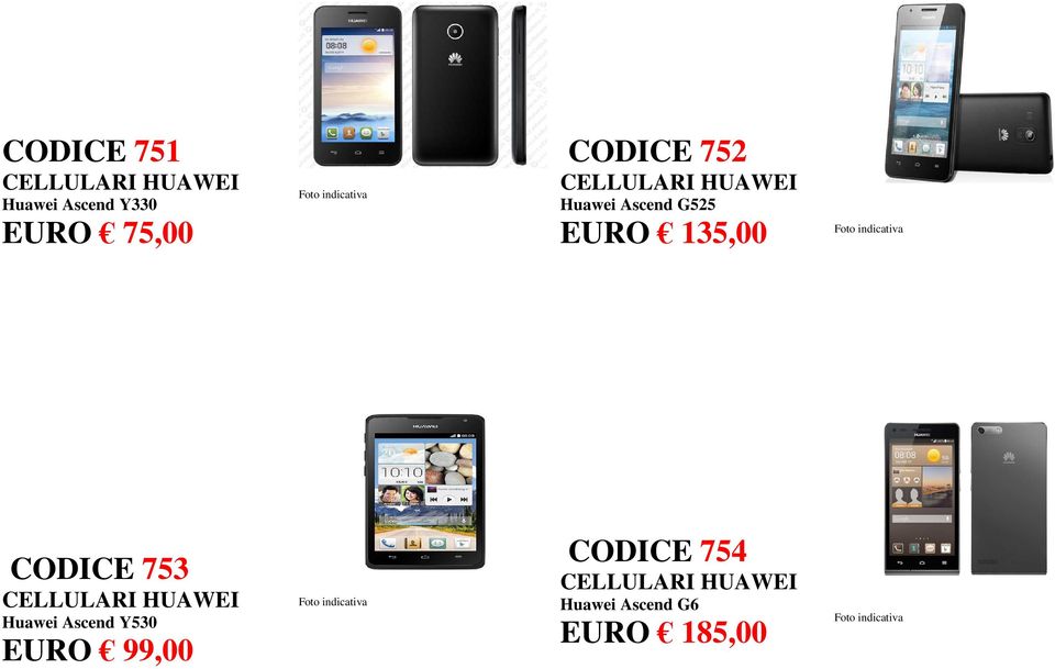 135,00 CODICE 753 CELLULARI HUAWEI Huawei Ascend Y530