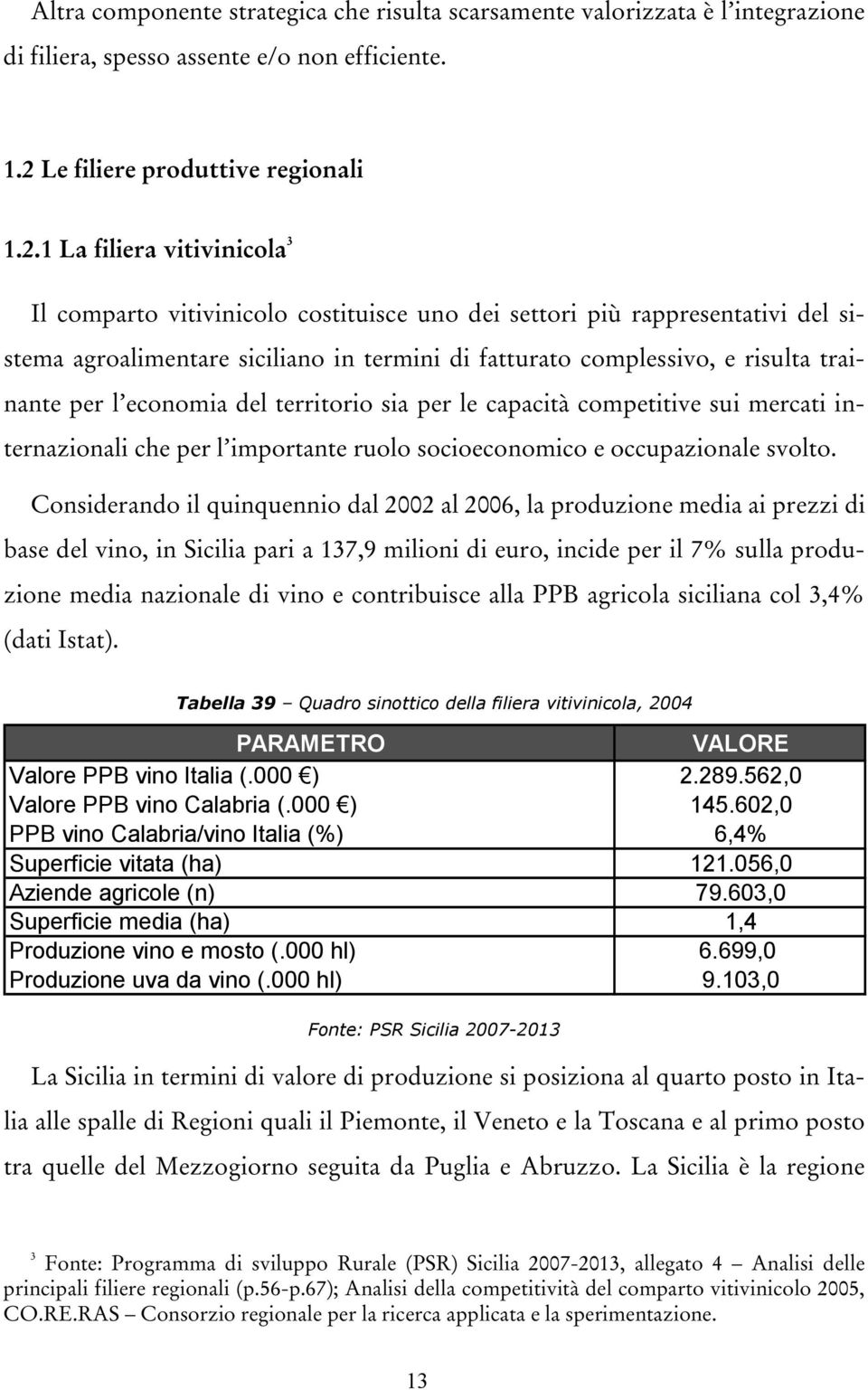 1 La filiera vitivinicola 3 Il comparto vitivinicolo costituisce uno dei settori più rappresentativi del sistema agroalimentare siciliano in termini di fatturato complessivo, e risulta trainante per