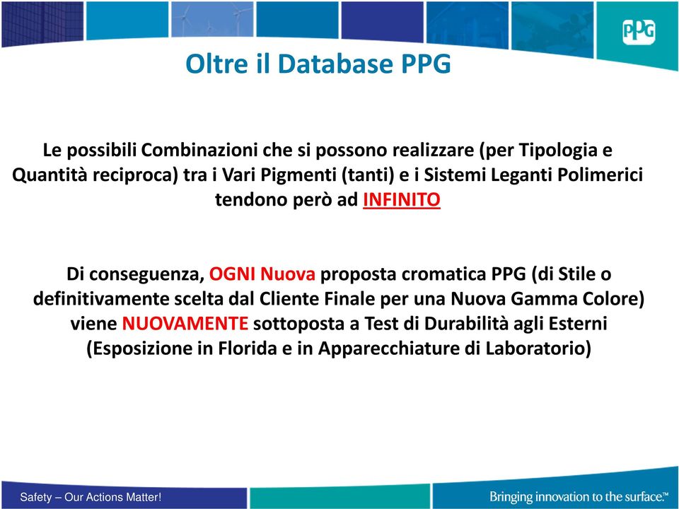 proposta cromatica PPG (di Stile o definitivamente scelta dal Cliente Finale per una Nuova Gamma Colore) viene