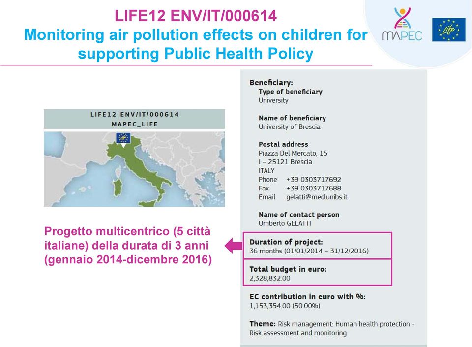 Policy Progetto multicentrico (5 città italiane)