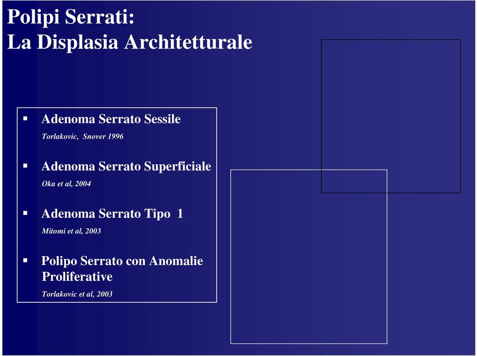 Oka et al, 2004 Adenoma Serrato Tipo 1 Mitomi et al, 2003