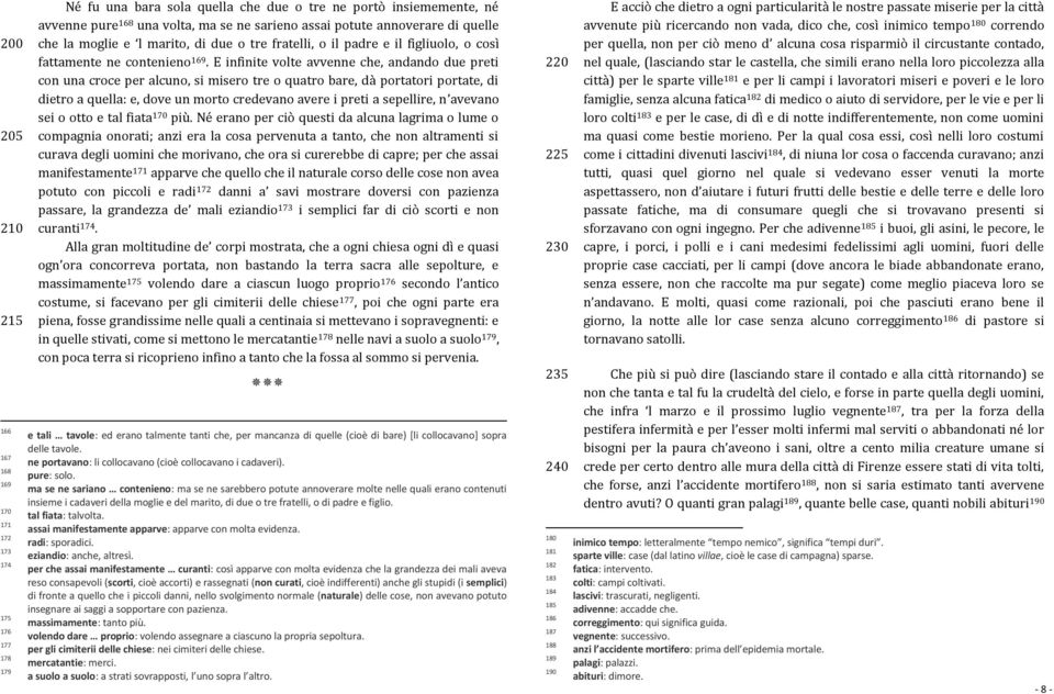 E infinite volte avvenne che, andando due preti con una croce per alcuno, si misero tre o quatro bare, dà portatori portate, di dietro a quella: e, dove un morto credevano avere i preti a sepellire,