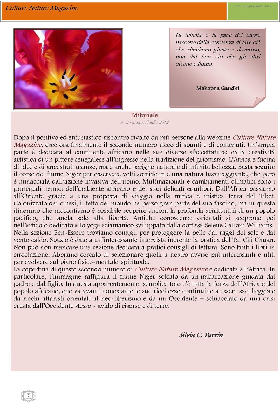 Un ampia parte è dedicata al continente africano nelle sue diverse sfaccettature: dalla creatività artistica di un pittore senegalese all ingresso nella tradizione del griottismo.