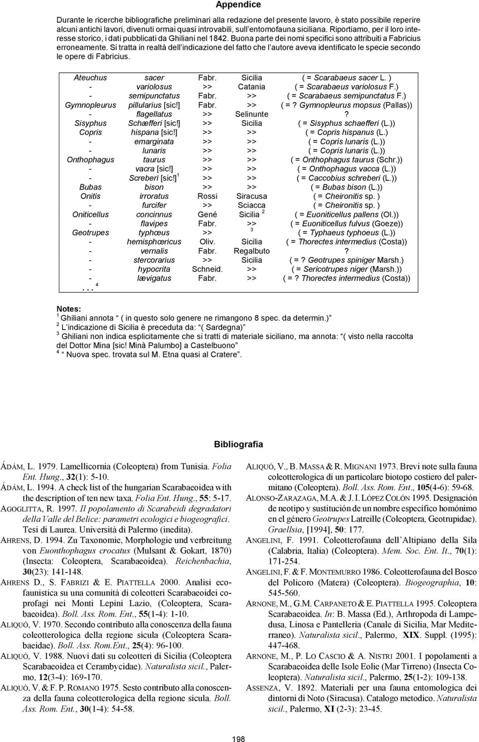 Si tratta in realtà dell indicazione del fatto che l autore aveva identificato le specie secondo le opere di Fabricius. Ateuchus sacer Fabr. Sicilia ( = Scarabaeus sacer L.