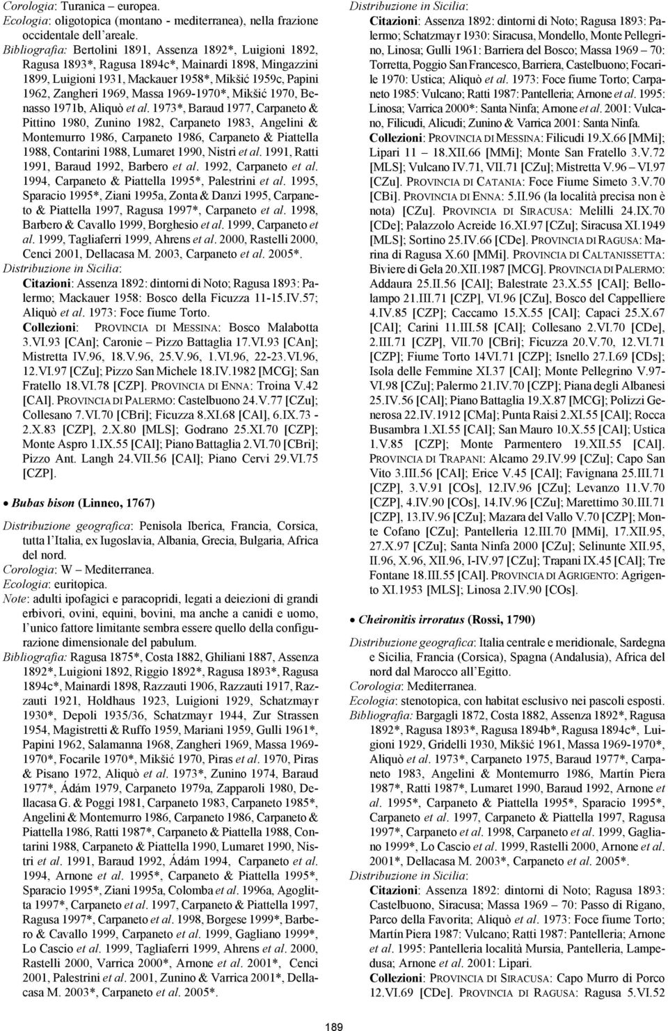 1969-1970*, Mikšić 1970, Benasso 1971b, Aliquò et al.