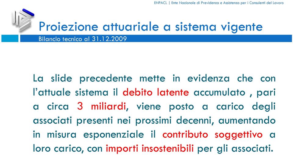 accumulato, pari a circa 3 miliardi, viene posto a carico degli associati presenti nei