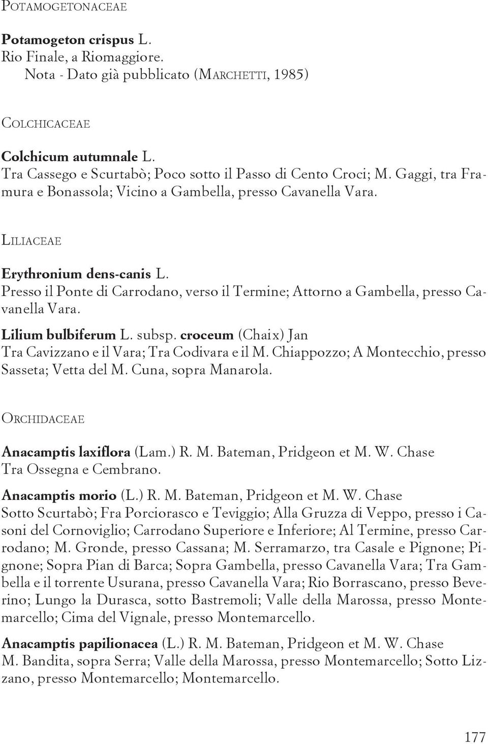 Presso il Ponte di Carrodano, verso il Termine; Attorno a Gambella, presso Cavanella Vara. Lilium bulbiferum L. subsp. croceum (Chaix) Jan Tra Cavizzano e il Vara; Tra Codivara e il M.