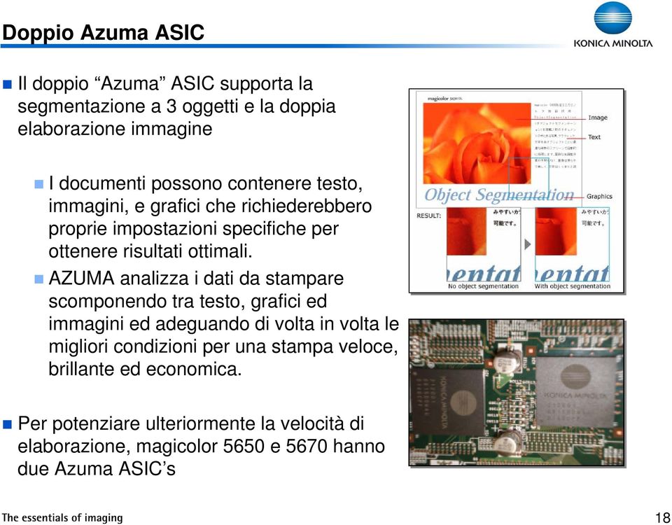 AZUMA analizza i dati da stampare scomponendo tra testo, grafici ed immagini ed adeguando di volta in volta le migliori condizioni