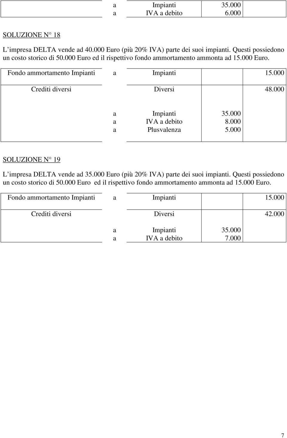 Fondo mmortmento Impinti Impinti 1 Crediti diversi 48.000 Impinti IVA debito Plusvlenz 3 8.