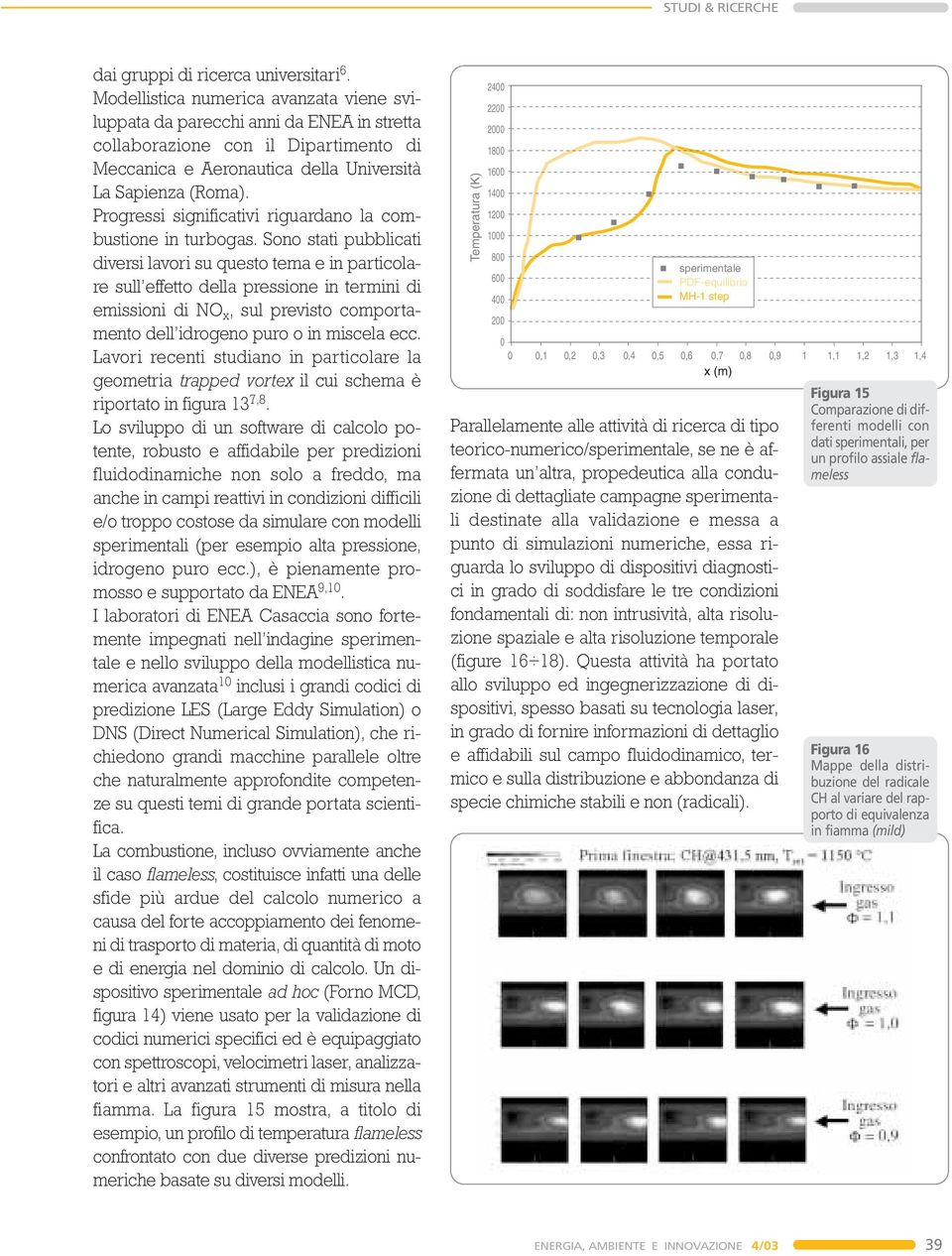 Progressi significativi riguardano la combustione in turbogas.