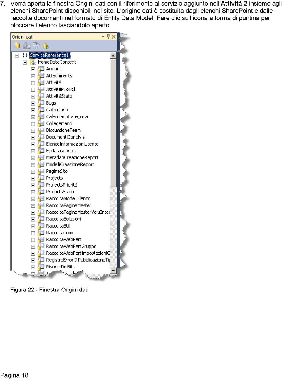 L origine dati è costituita dagli elenchi SharePoint e dalle raccolte documenti nel formato di