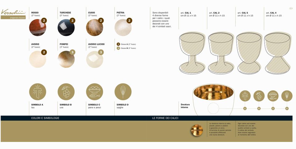 CAL 4 AVORIO (2 fuoco) POMPEI (3 fuoco) AVORIO LUCIDO (3 fuoco) 2 3 3 2 3 Classe A (2 fuoco) Classe B (3 fuoco) SIMBOLO A tau SIMBOLO B uva SIMBOLO C pane e pesci SIMBOLO D spighe