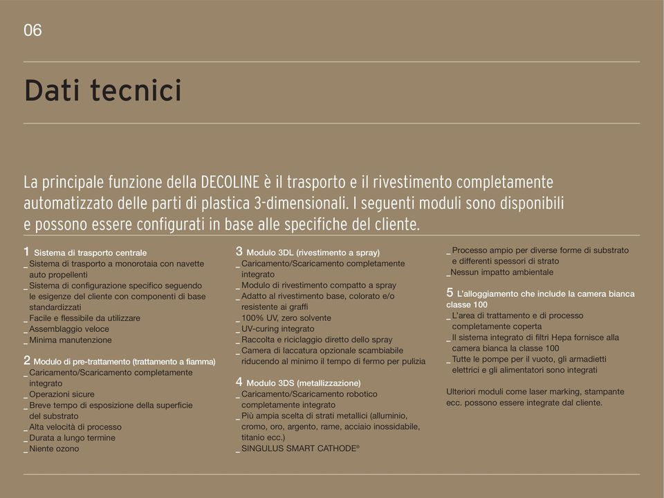 1 Sistema di trasporto centrale _ Sistema di trasporto a monorotaia con navette auto propellenti _ Sistema di configurazione specifico seguendo le esigenze del cliente con componenti di base