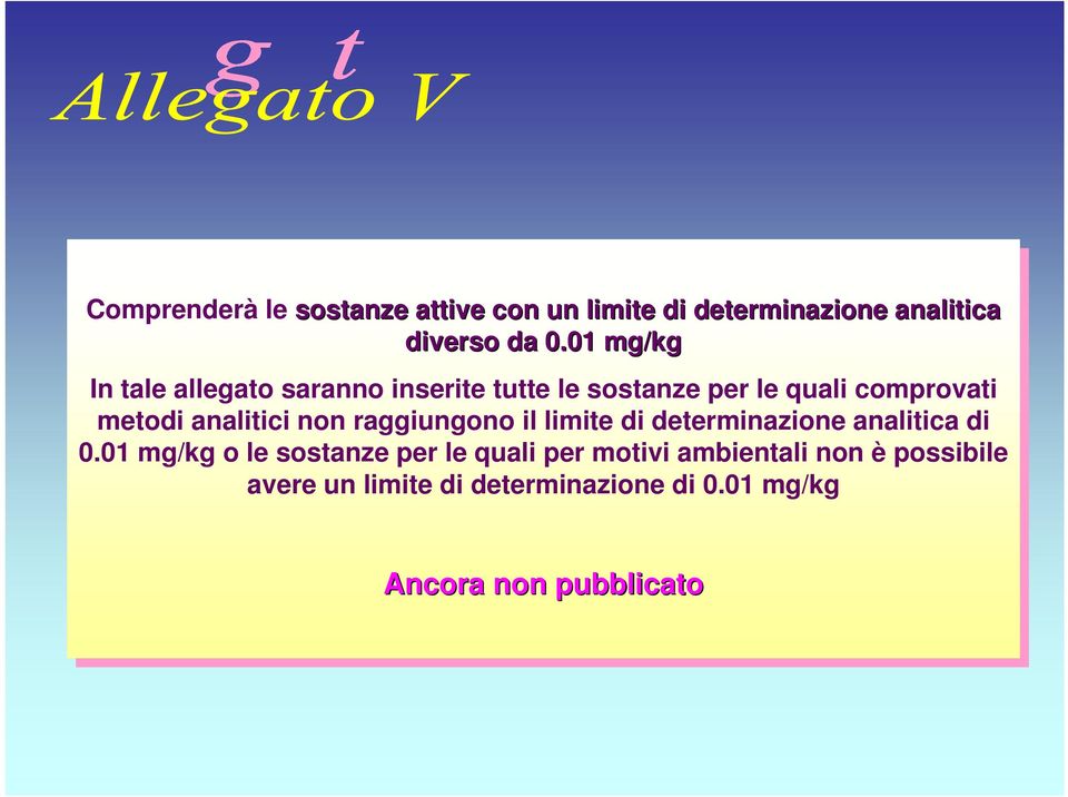 analitici non non raggiungono il il limite limite di di determinazione analitica di di 0.01 0.