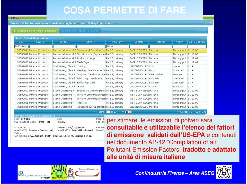 contenuti nel documento AP-42 Compilation of air Pollutant Emission Factors,