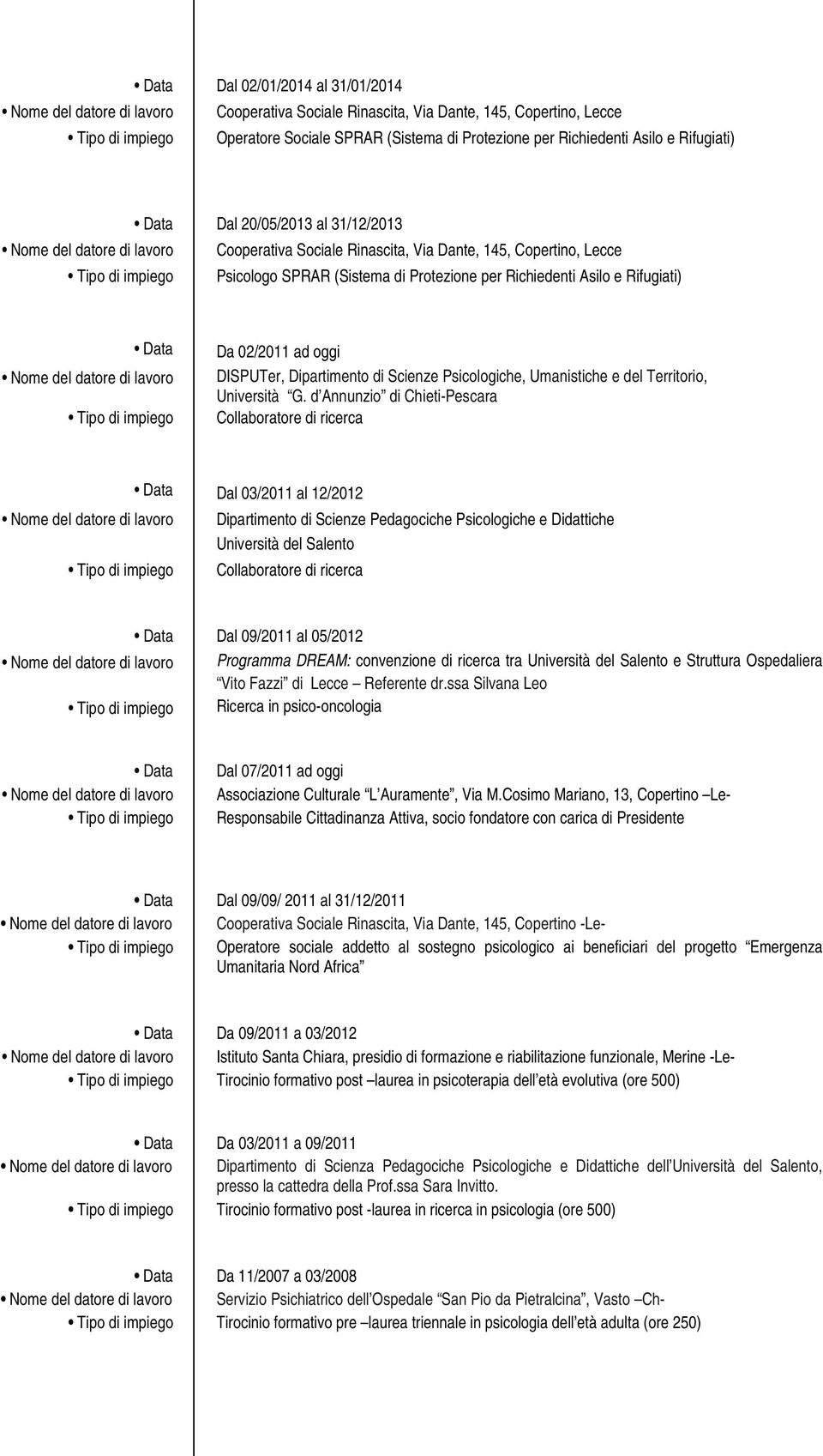 Scienze Psicologiche, Umanistiche e del Territorio, Università G.