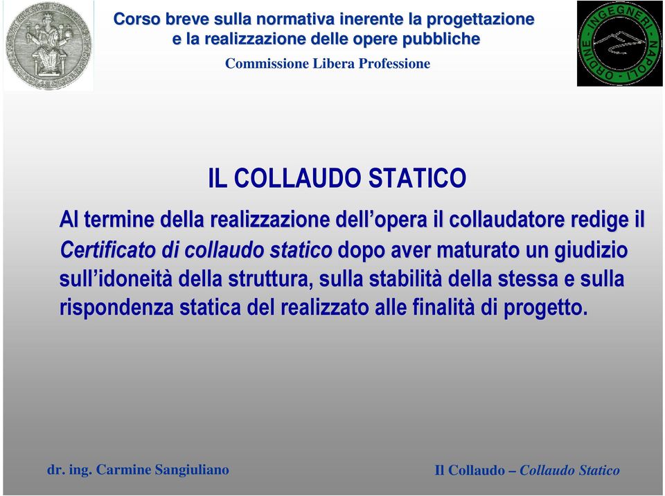 idoneit idoneità della struttura, sulla stabilità della stessa e sulla