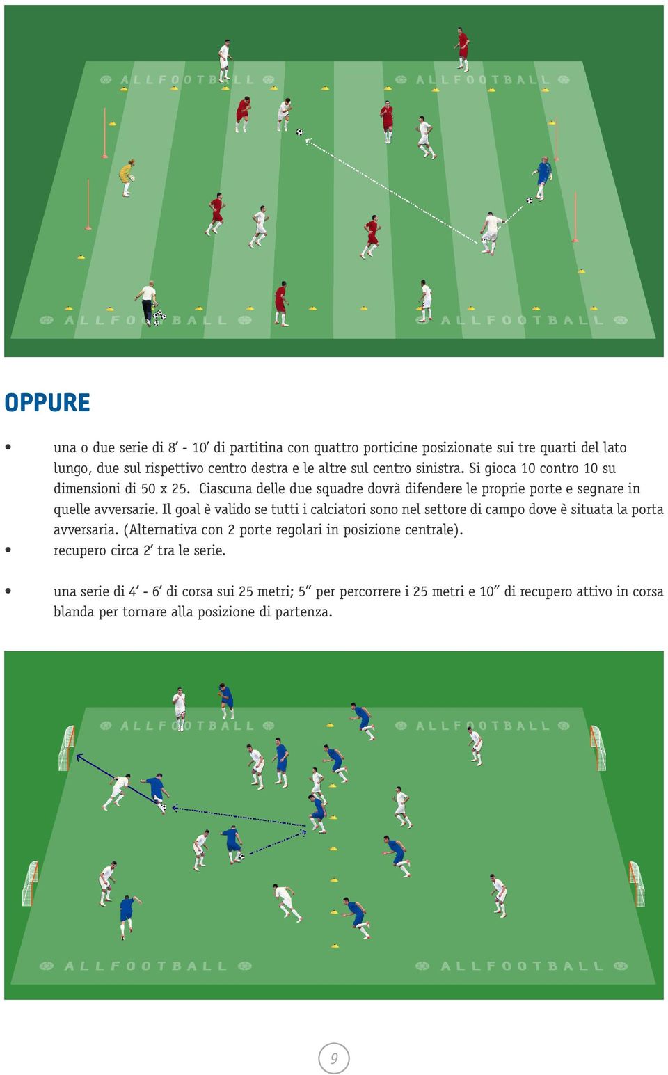 Il goal è valido se tutti i calciatori sono nel settore di campo dove è situata la porta avversaria. (Alternativa con 2 porte regolari in posizione centrale).