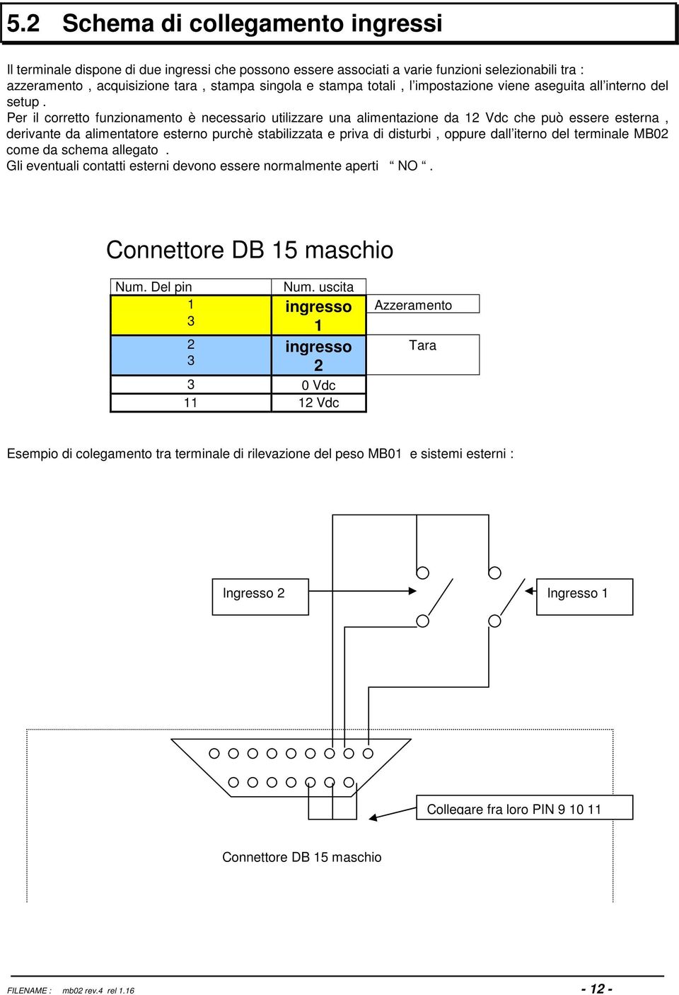 Per il corretto funzionamento è necessario utilizzare una alimentazione da 12 Vdc che può essere esterna, derivante da alimentatore esterno purchè stabilizzata e priva di disturbi, oppure dall iterno