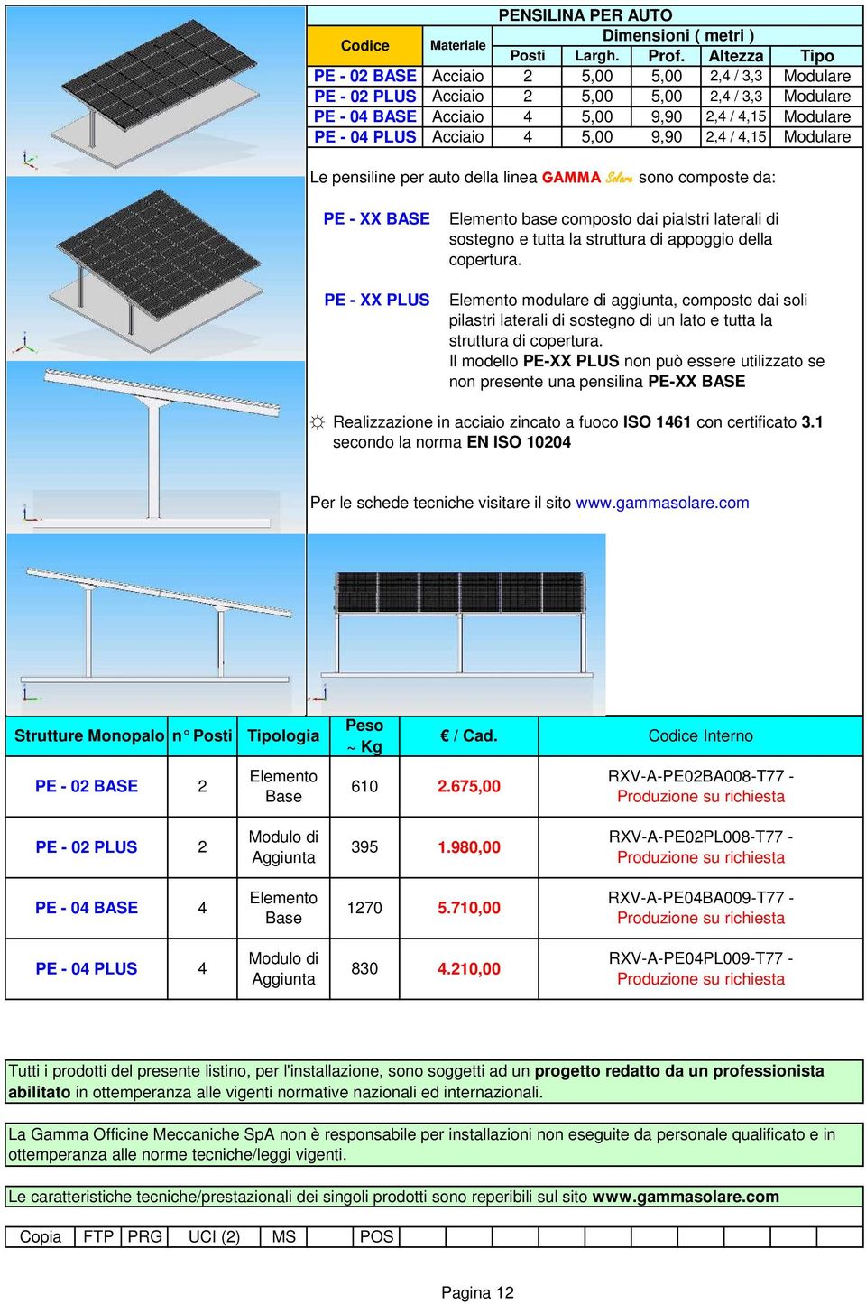 PLUS Elemento base composto dai pialstri laterali di sostegno e tutta la struttura di appoggio della copertura.